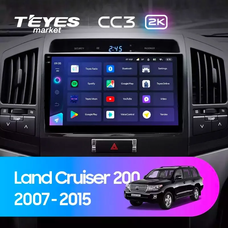 ШГУ Teyes CC3 2K 4/64GB Toyota Land Cruiser 11 LC 200 2007-2015, 9.5" - фото