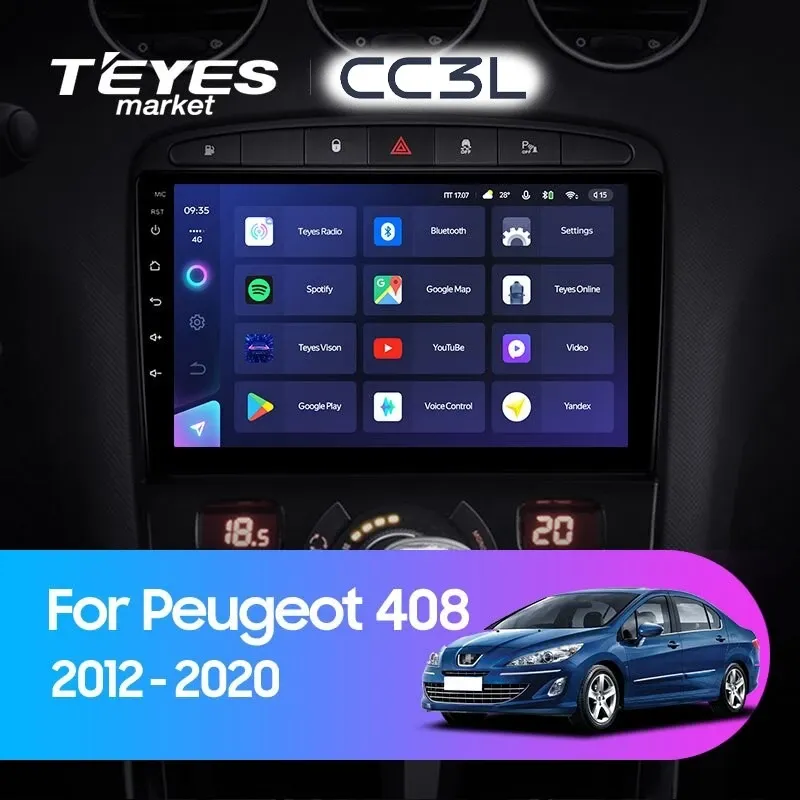 Комплект магнитолы TEYES CC3L 10.2" для Peugeot 408
