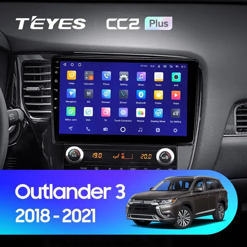 Комплект магнитолы TEYES CC2 Plus 10.2" для Mitsubishi Outlander III рестайлинг 3 2018-2023
