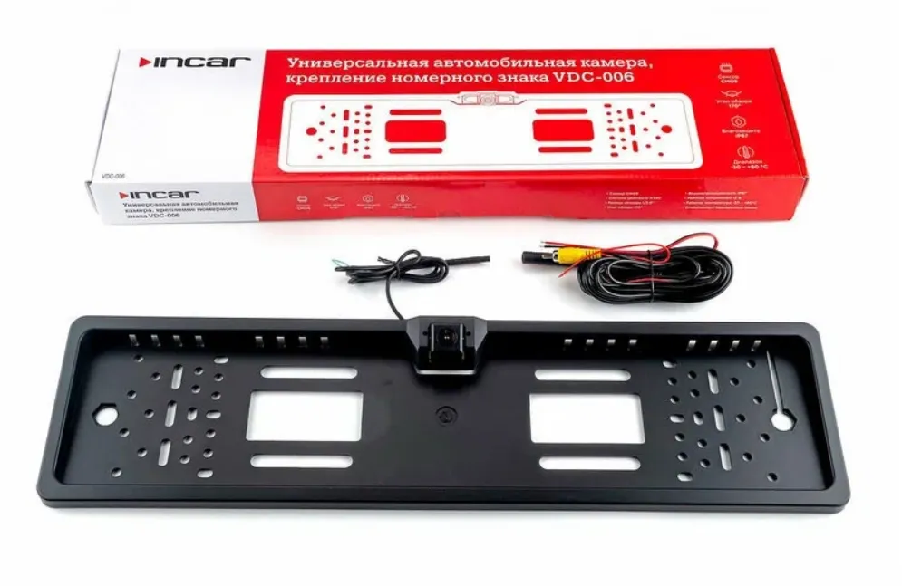 Камера заднего вида в штатное место INCAR VDC-006AHD  с площадкой под номерной знак - фото