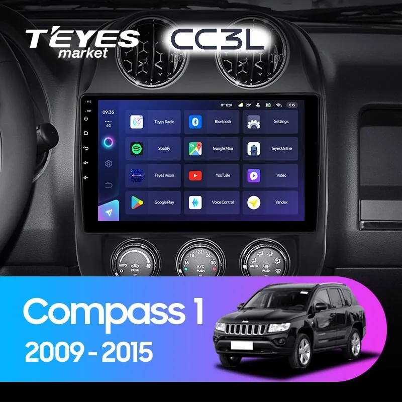 Комплект магнитолы TEYES CC3L 10.2" для Jeep Compass