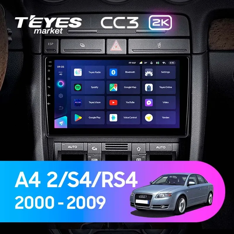 Комплект магнитолы TEYES CC3 2K 9.5" для Audi A4 B6 2000-2009