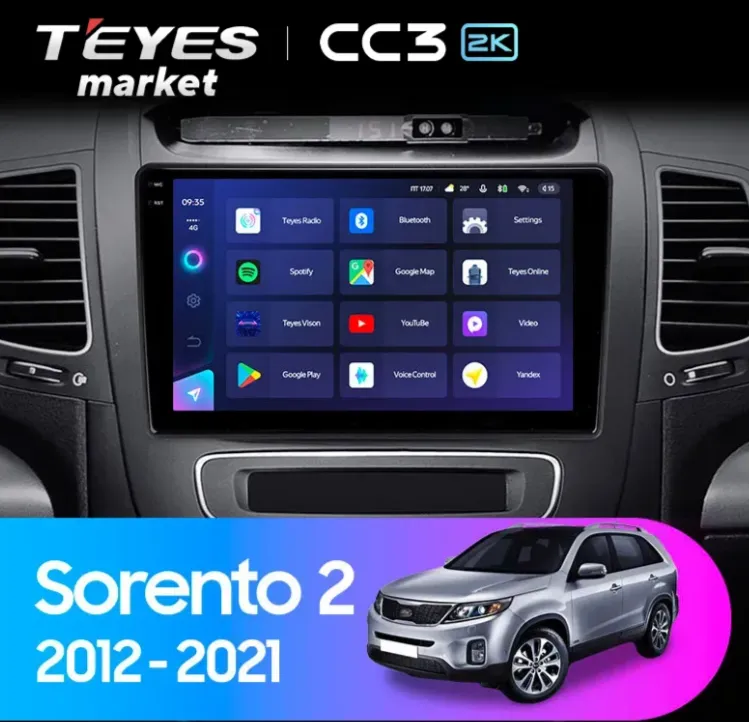 ШГУ Teyes CC3 2K 6/128 GB Kia Sorento 2 II XM F3 2012-2021, 9.5" - фото