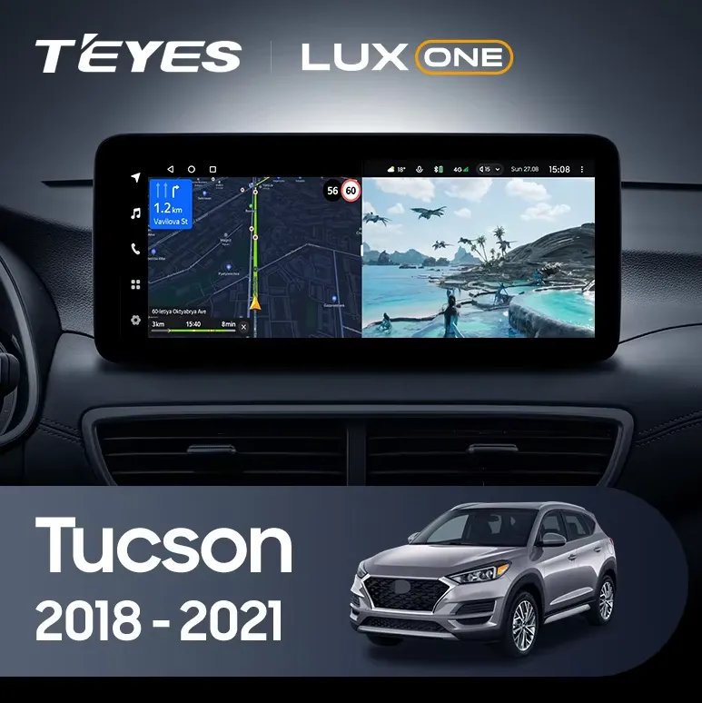 ШГУ Teyes LUX ONE 6/128 GB Hyundai Tucson 2018-2021 (1din), 12,3" - фото