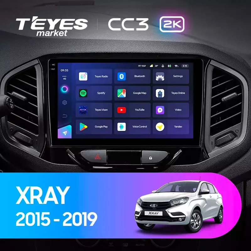 Комплект магнитолы TEYES CC3 2K 9.5" для ВАЗ (LADA) XRAY I 2015-2023