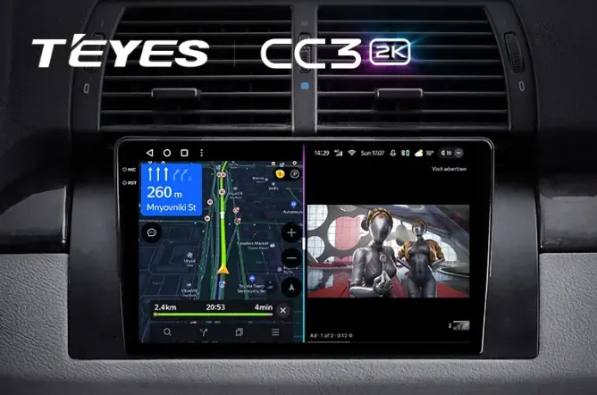 Комплект магнитолы TEYES CC3 2K 4/64 9.5" для BMWX5 E53 1999-2007 - фото