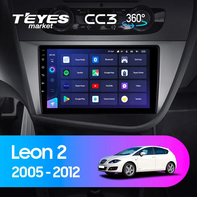 Штатная магнитола TEYES CC3 360 9.0" для SEAT Leon III 2012-2023