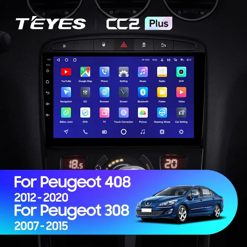 Комплект магнитолы TEYES CC2 Plus 9.0" для Peugeot 408 I 2012-2023