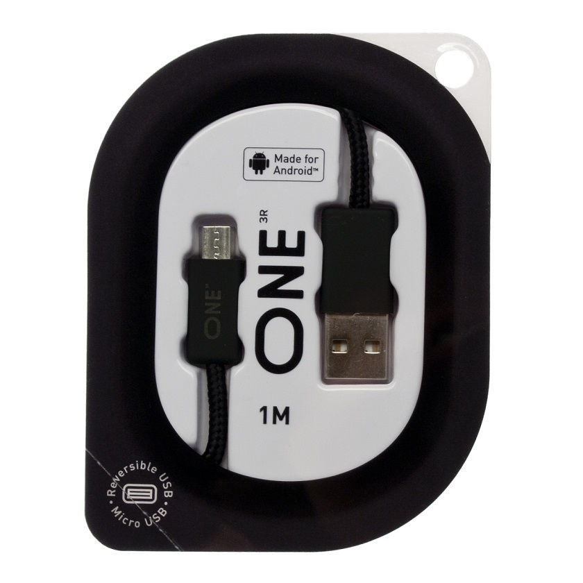 Провод ONE черного цвета для Android (реверсивный USB/Micro-USB) - фото