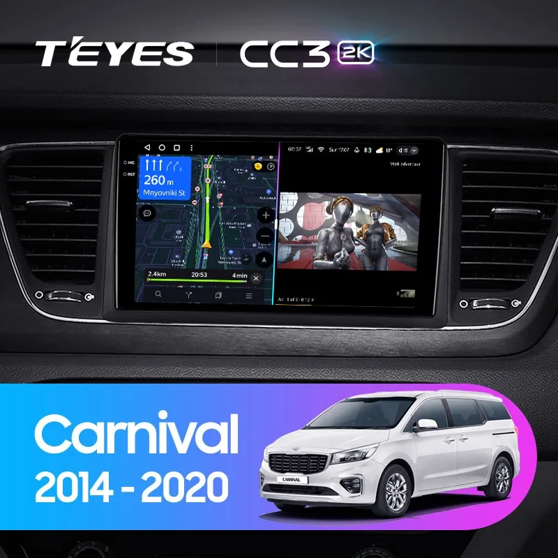 Комплект магнитолы TEYES CC3 2K 9.5" для Kia Carnival III 2014-2021