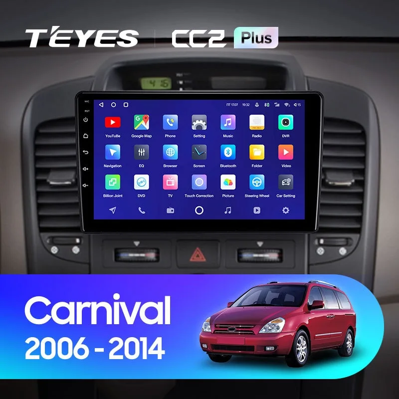 Комплект магнитолы TEYES CC2 Plus 9.0" для Kia Carnival II 2006-2014