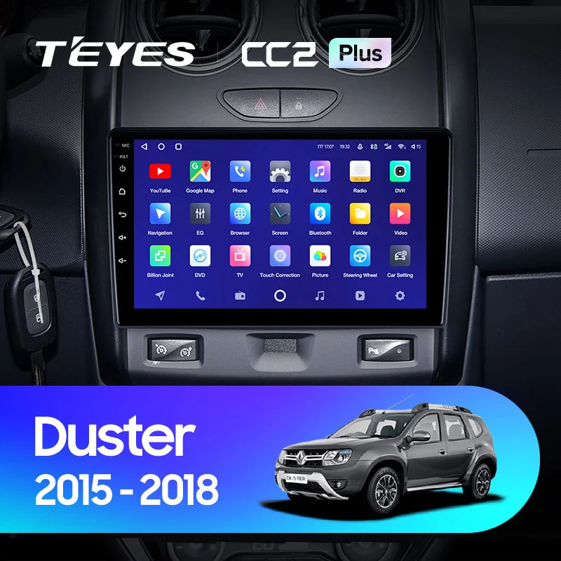 Комплект магнитолы TEYES CC2 Plus 9.0" для Renault Duster I рестайлинг 2015-2021