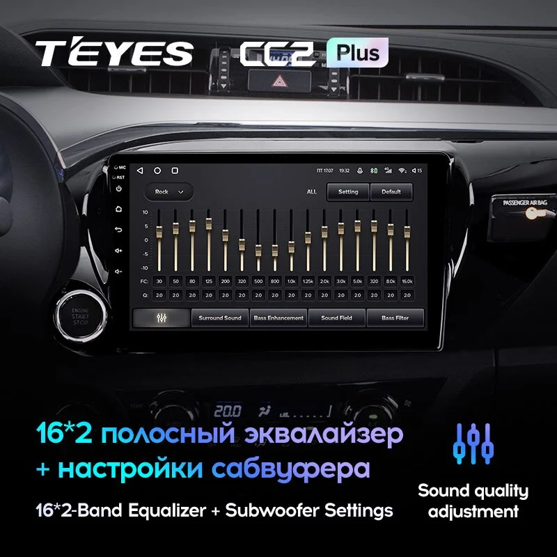 Комплект магнитолы TEYES CC2 Plus 10.2" для Toyota Hilux VIII 2015-2020