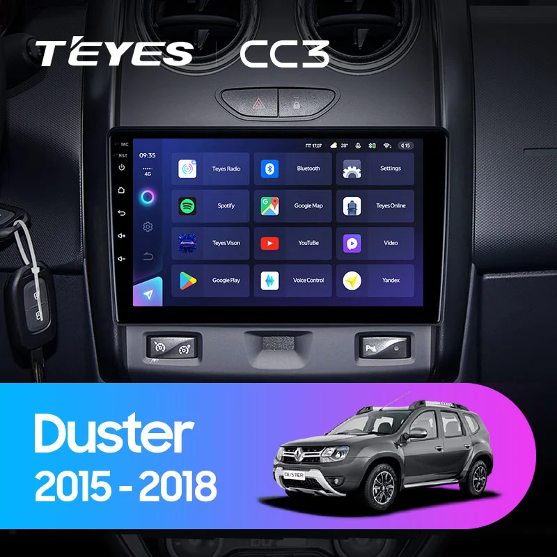 Комплект магнитолы TEYES CC3 9.0" для Renault Duster I рестайлинг 2015-2021