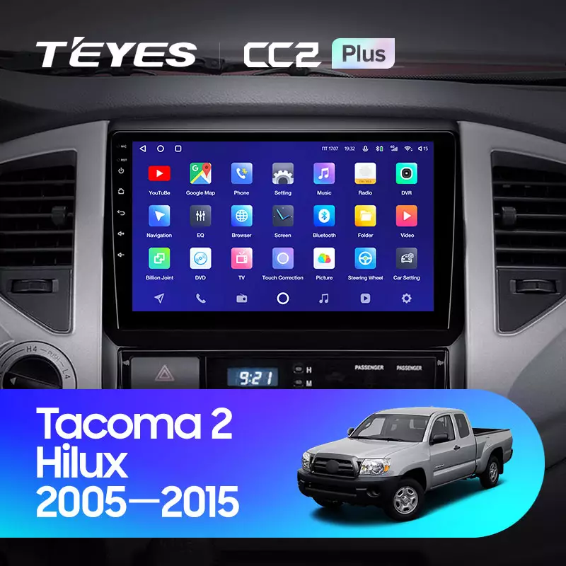 Комплект магнитолы TEYES CC2 Plus 9.0" для Toyota Hilux VII 2004-2011