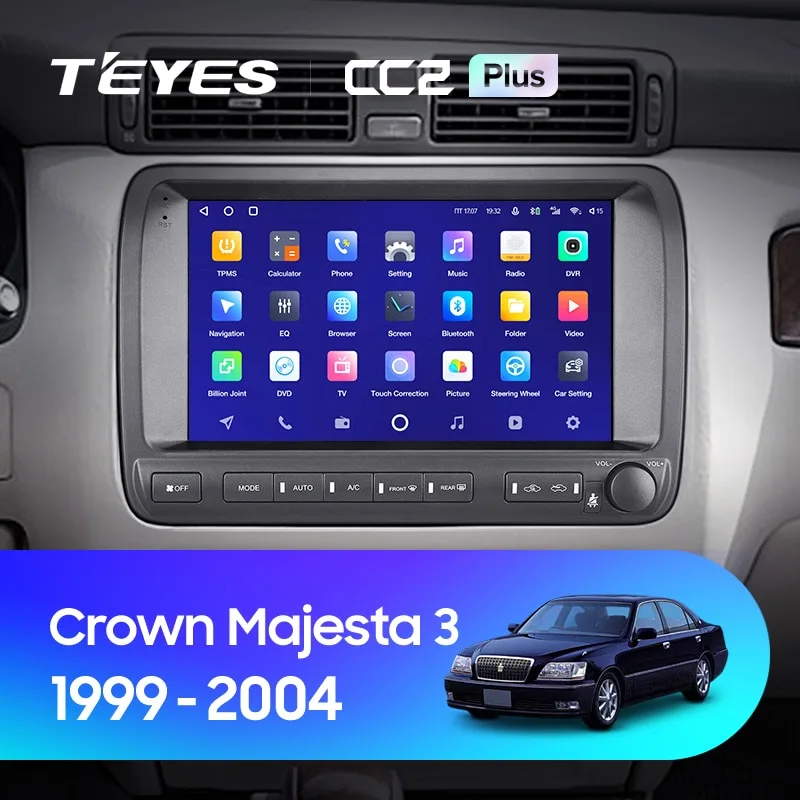Комплект магнитолы TEYES CC2 Plus 10.2" для Toyota Crown Majesta III 1999-2004