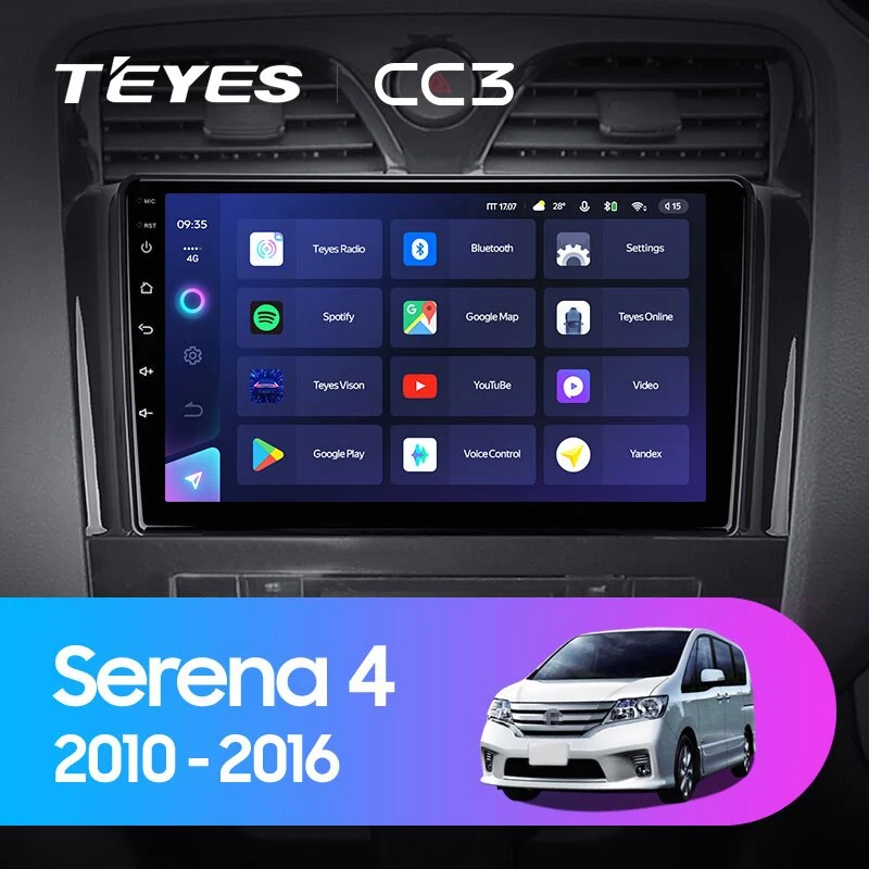 Комплект магнитолы TEYES CC3 9.0" для Nissan Serena C26 2010-2016