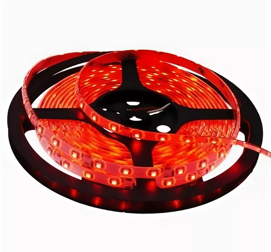 Гибкая светодиодная влагозащитная самоклеющая лента MTF 60LED, IP65, ,60см/12в.7.2Bт, подложка красная (цвет красный) - фото