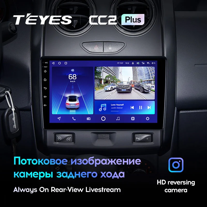 Комплект магнитолы TEYES CC2 Plus 9.0" для Renault Duster I рестайлинг 2015-2021