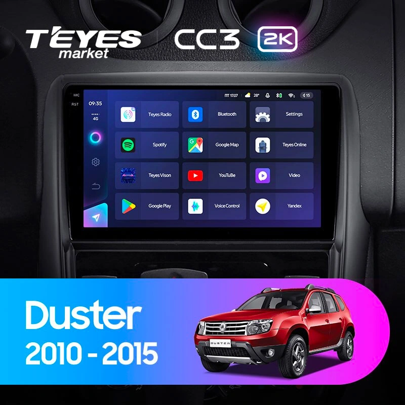 Комплект магнитолы TEYES CC3 2K 9.5" для Renault Duster I 2010-2015