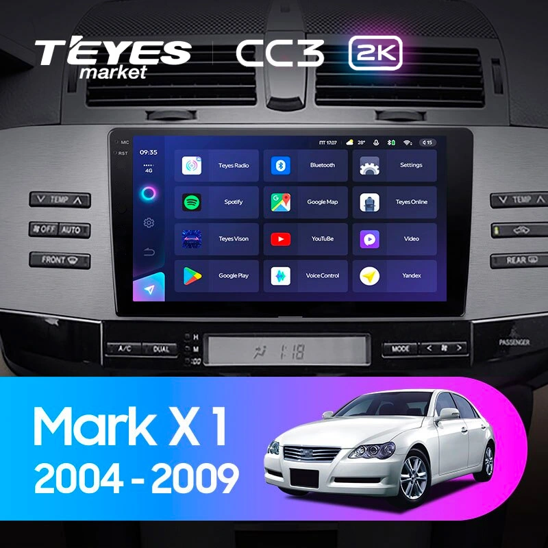 Комплект магнитолы TEYES CC3 2K 9.5" для Toyota Mark X I 2004-2009