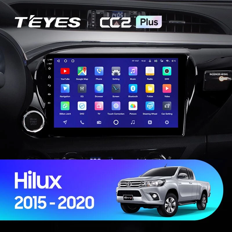 Комплект магнитолы TEYES CC2 Plus 10.2" для Toyota Hilux VIII 2015-2020