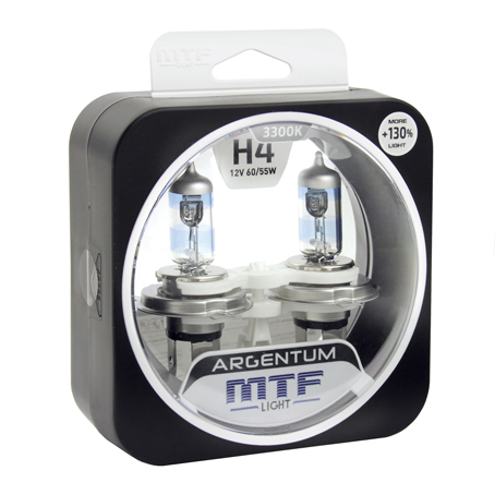 Лампа MTF H4 12V 60/55W Argentum+130%, комплект - фото