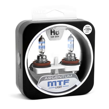 Лампа MTF H8 12V 35W Argentum+130%, комплект - фото
