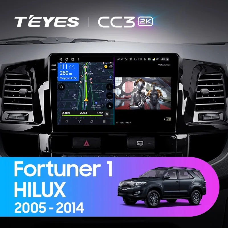 Комплект магнитолы TEYES CC3 2K 9.5" для Toyota Hilux VI 1997-2005