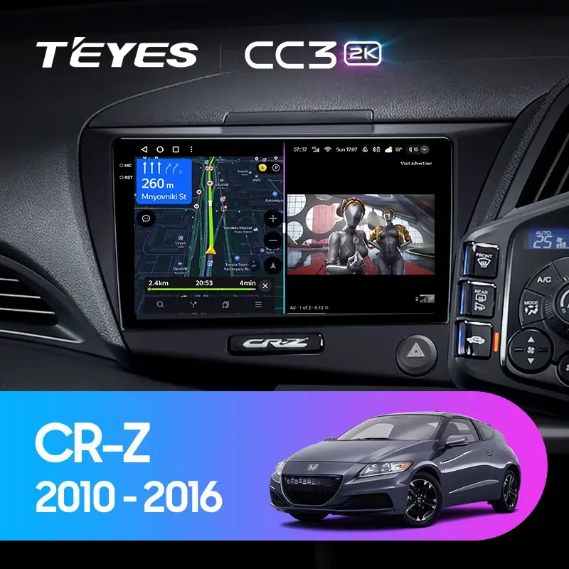 Комплект магнитолы TEYES CC3 2K 9.5" для Honda CR-Z I 2010-2016
