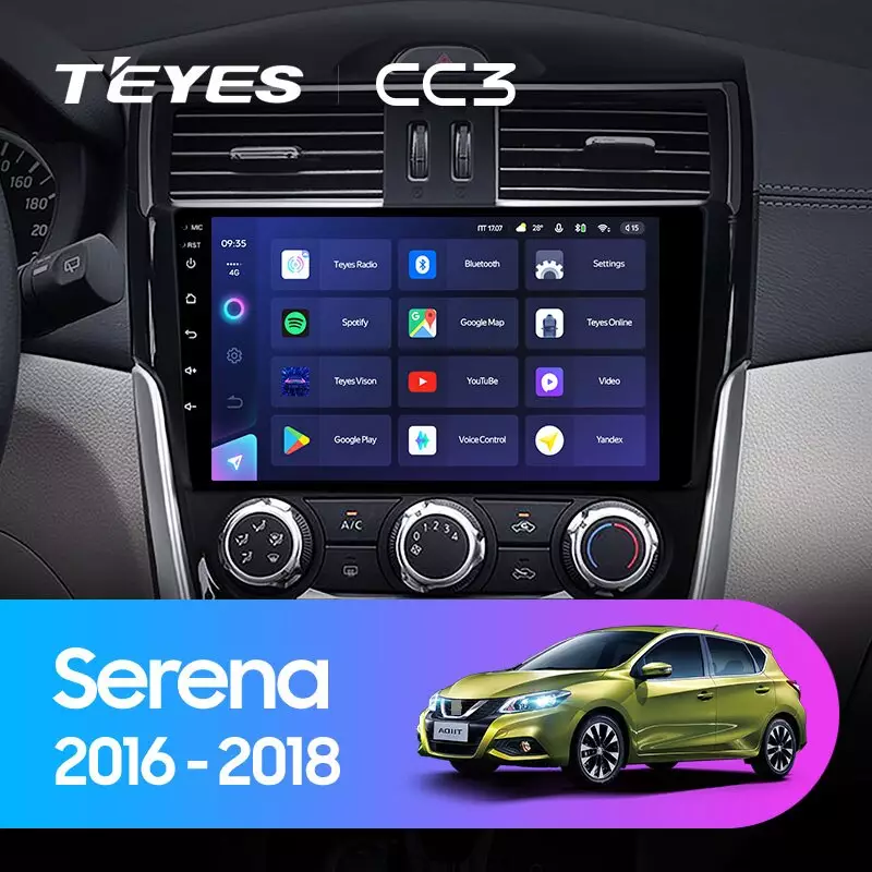 Комплект магнитолы TEYES CC3 9.0" для Nissan Serena C27 2016-2023