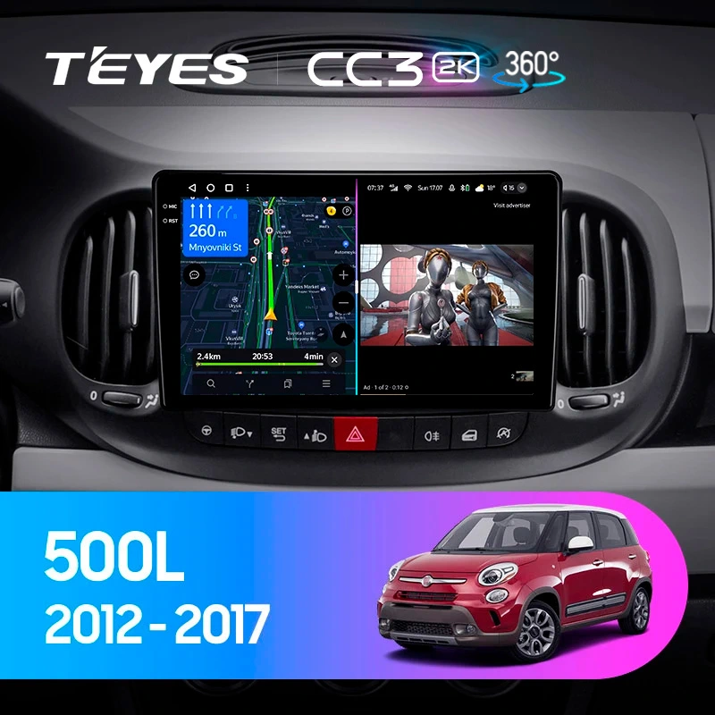 Комплект магнитолы TEYES CC3 2K 360 10.36" для FIAT 500L I 2012-2017