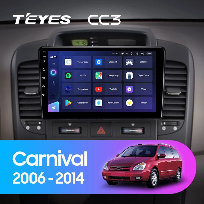 Комплект магнитолы TEYES CC3 9.0" для Kia Carnival II 2006-2014