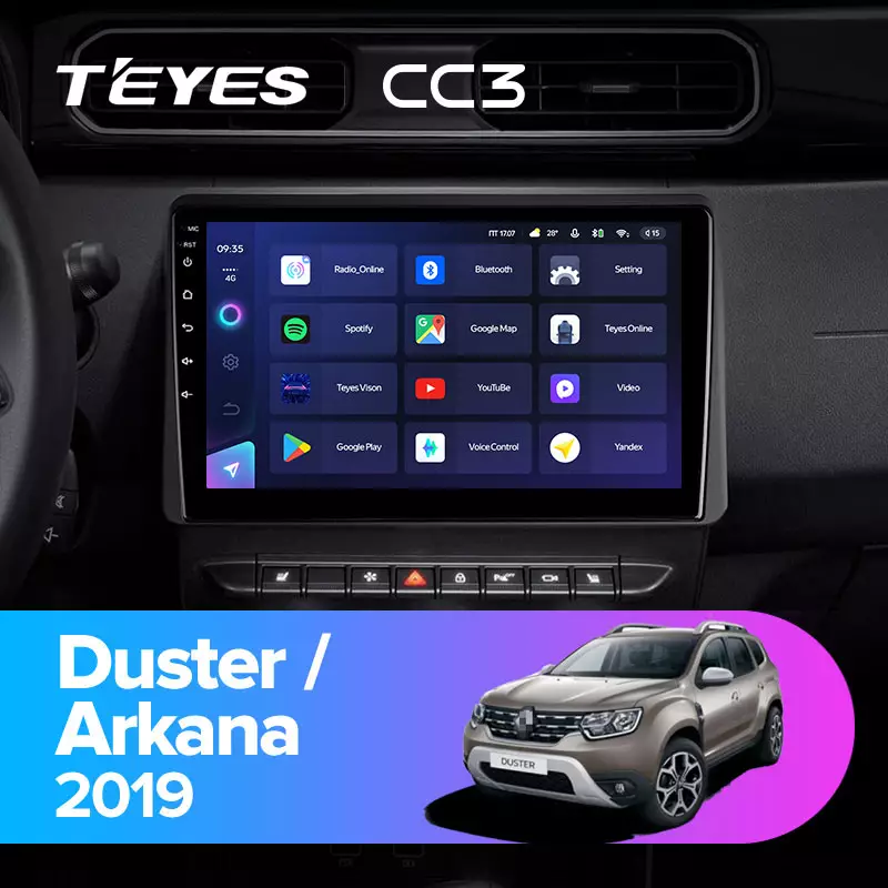 Комплект магнитолы TEYES CC3 10.2" для Renault Duster II 2020-2023
