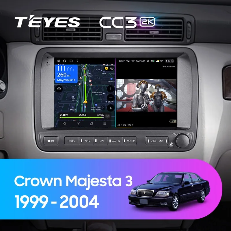 Комплект магнитолы TEYES CC3 2K 10.36" для Toyota Crown Majesta III 1999-2004