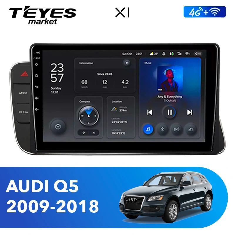 Магнитола X1 9.0" для Audi Q5 I 2008-2017