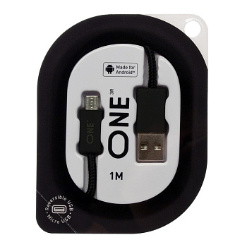 Провод ONE черного цвета для Android (реверсивный USB/Micro-USB)