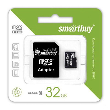 Карта памяти MicroSDHC Smart Buy 32GB class10 с SD