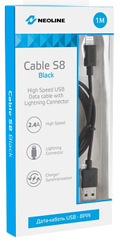 Кабель синхронизации Neoline Cable S8 MFI Black Lightning Connector