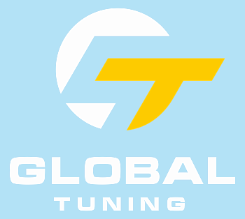 Наклейка Global Tuning 150х135 бело-желтая